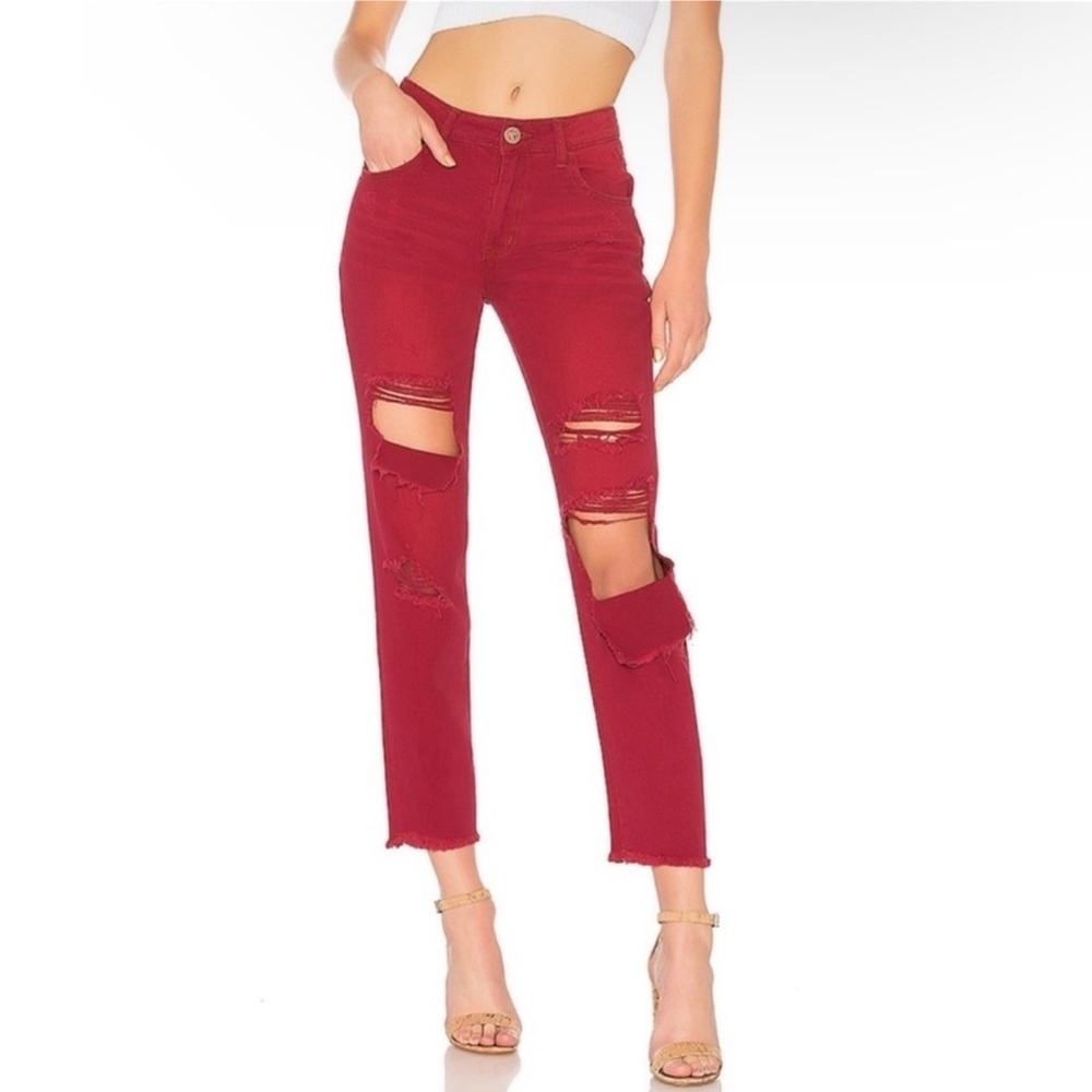 ONE TEASPOON Awesome Baggies High Rise Jean In Red Envy